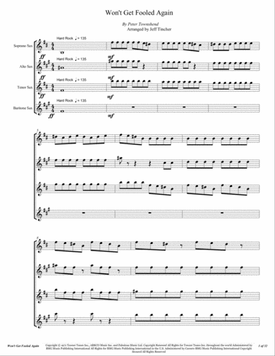 Won't Get Fooled Again Woodwind Quartet scores gallery preview page 2