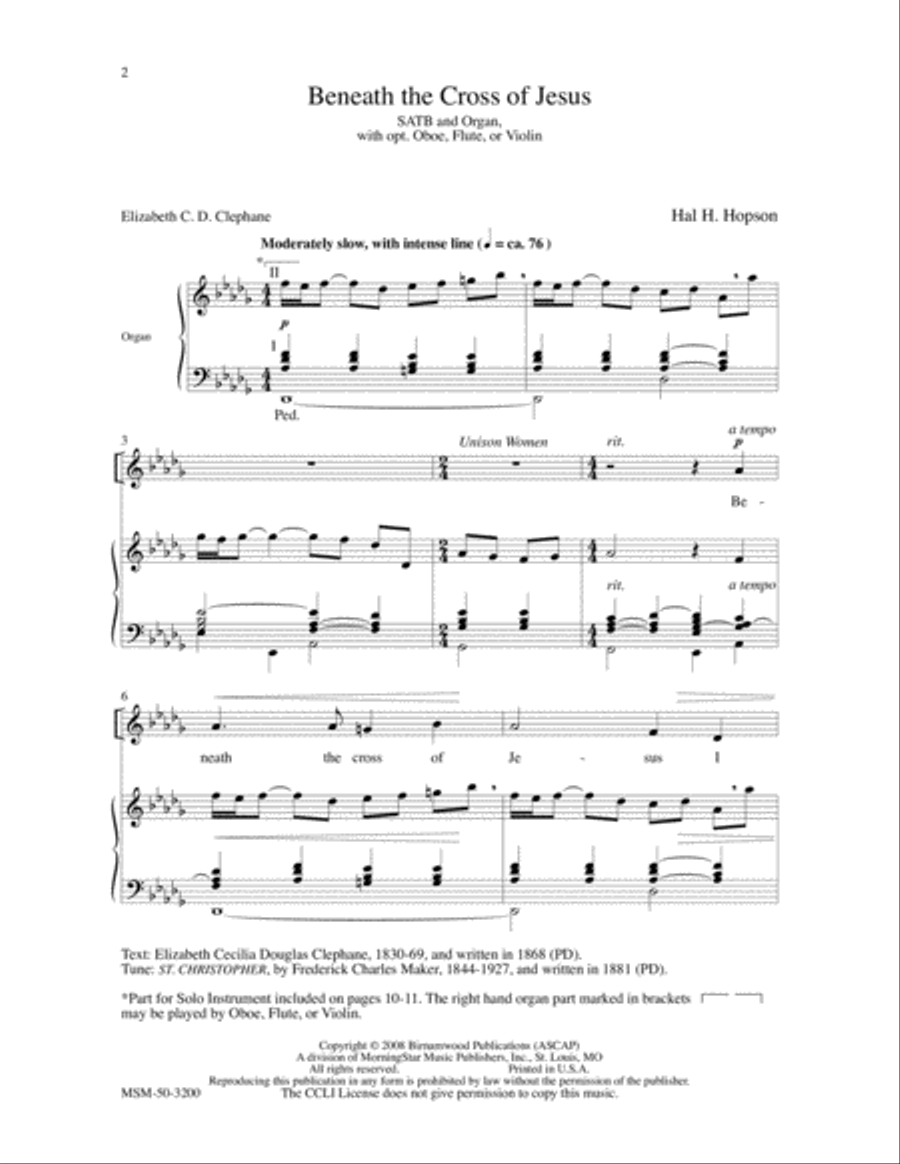 Beneath the Cross of Jesus 4-Part scores gallery preview page 2