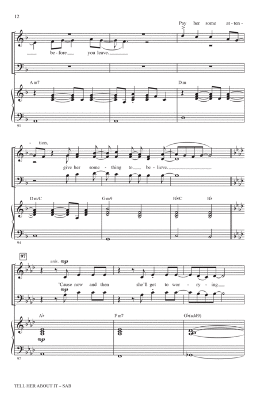 Tell Her About It (arr. Jack Zaino) 3-Part scores gallery preview page 10
