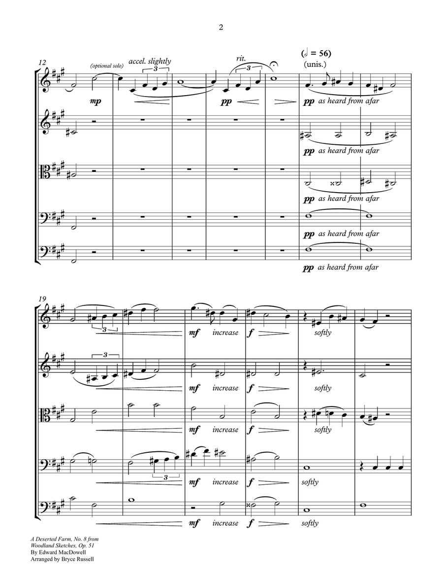 A Deserted Farm - No. 8 from Woodland Sketches Op. 51 String Orchestra scores gallery preview page 4