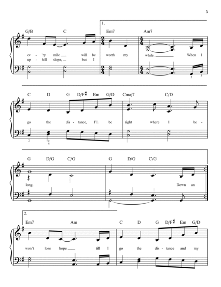 Go The Distance (from Hercules) by Michael Bolton Easy Piano - Digital Sheet Music