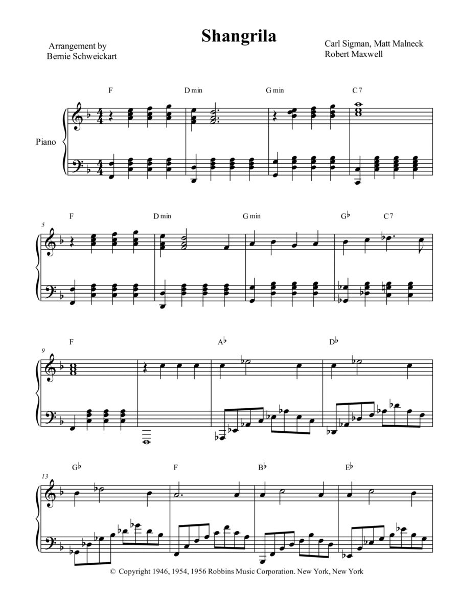 Shangri-la Piano Solo scores gallery preview page 1