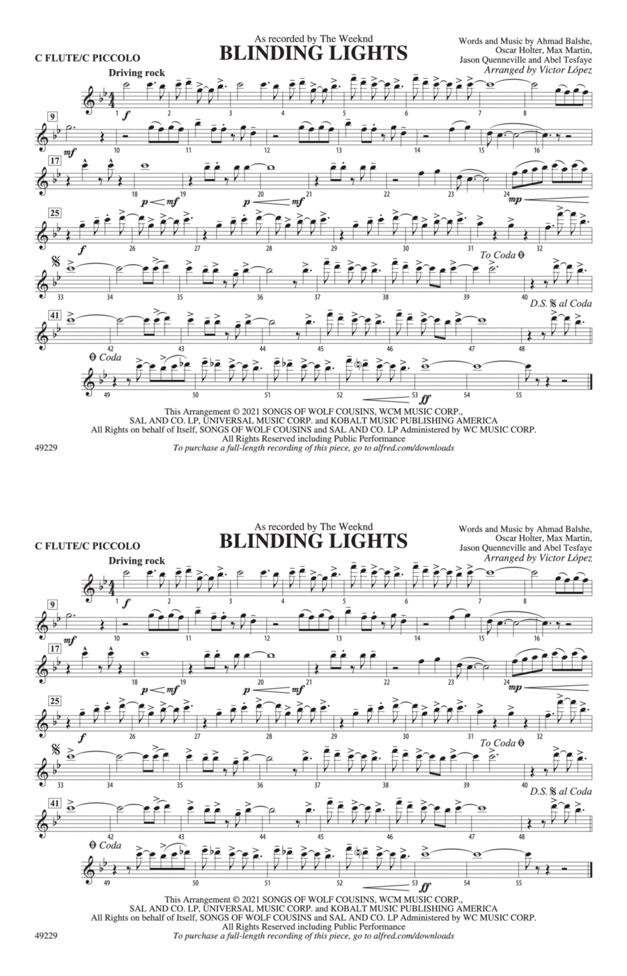 Blinding Lights: Flute Marching Band scores gallery preview page 1