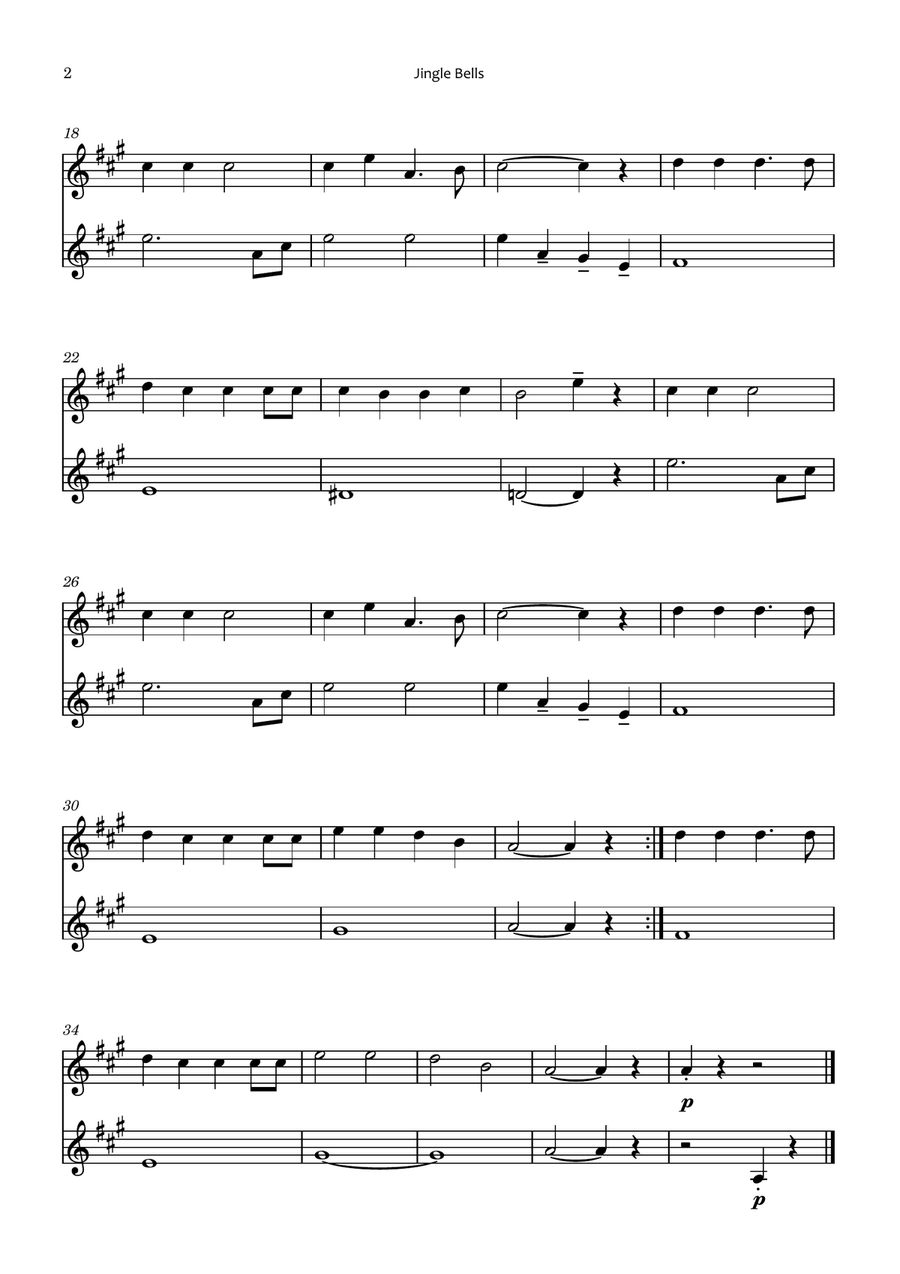 Jingle Bells Woodwind Duet scores gallery preview page 2