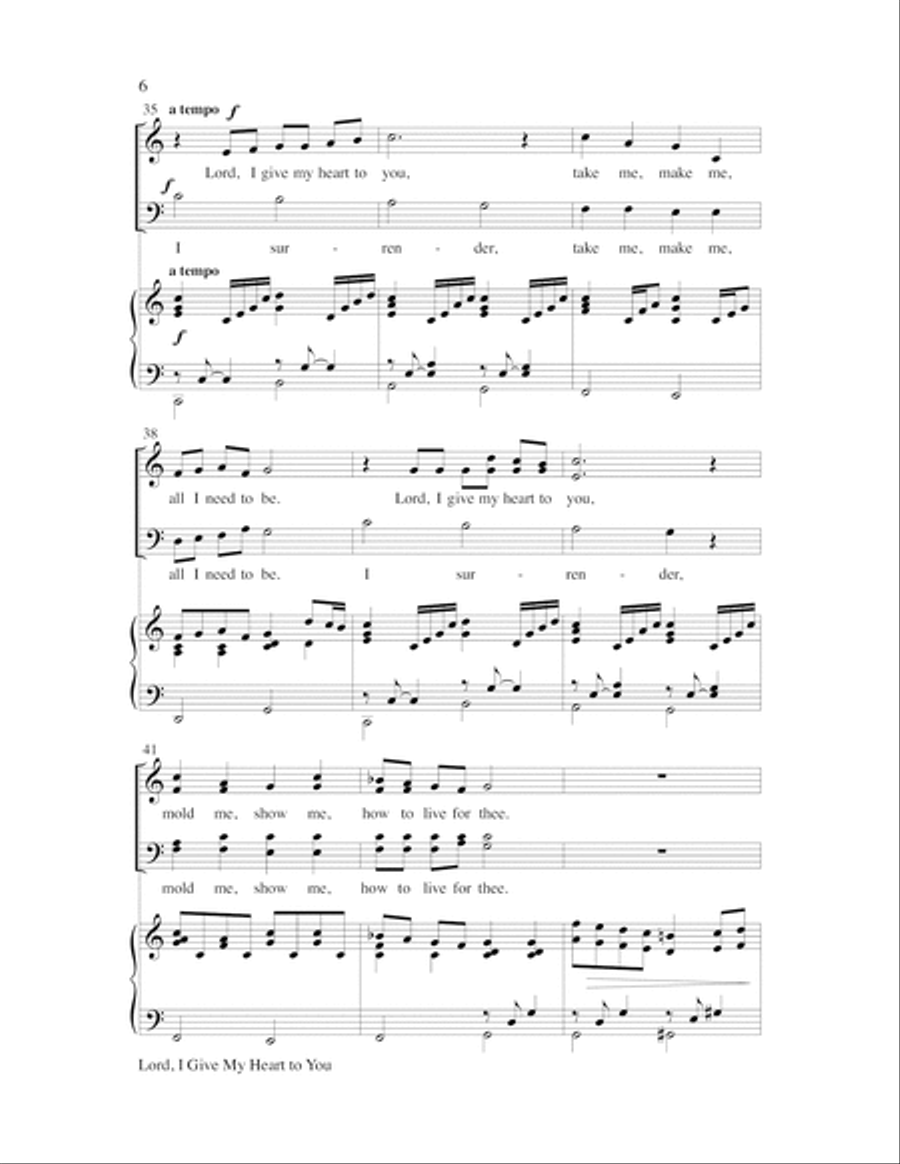 Lord, I Give My Heart to You 4-Part scores gallery preview page 6