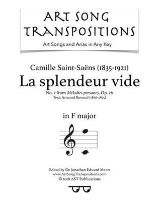 SAINT-SAËNS: La splendeur vide, Op. 26 no. 2 (transposed to F major)