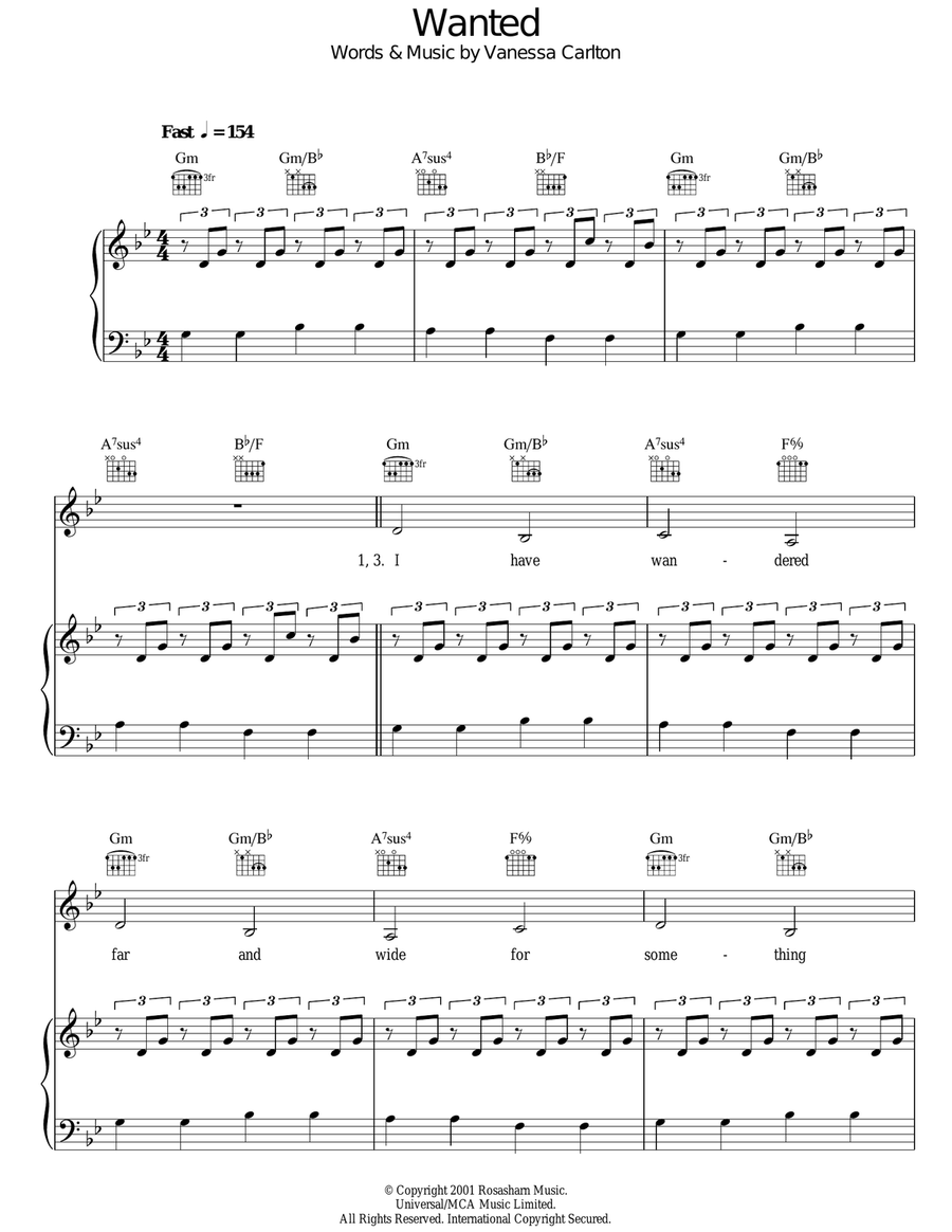 Wanted Acoustic Guitar scores gallery preview page 1
