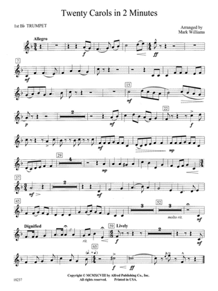 Book cover for Twenty Carols in 2 Minutes: 1st B-flat Trumpet