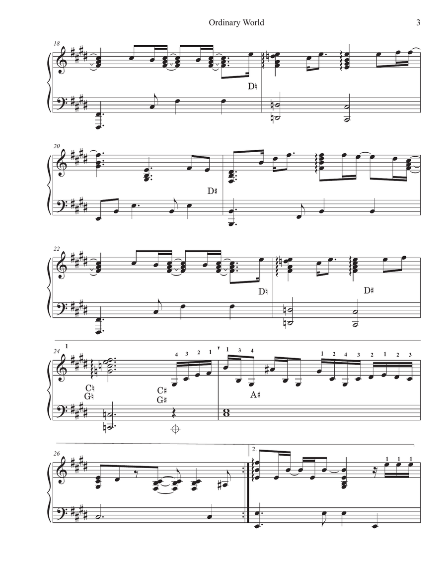 Ordinary World Harp scores gallery preview page 3