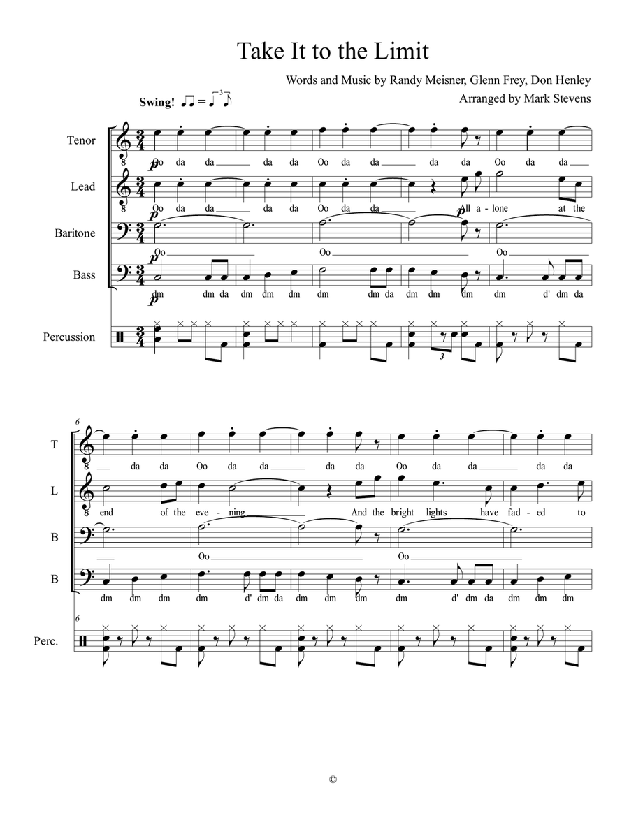 Take It To The Limit Choir scores gallery preview page 2