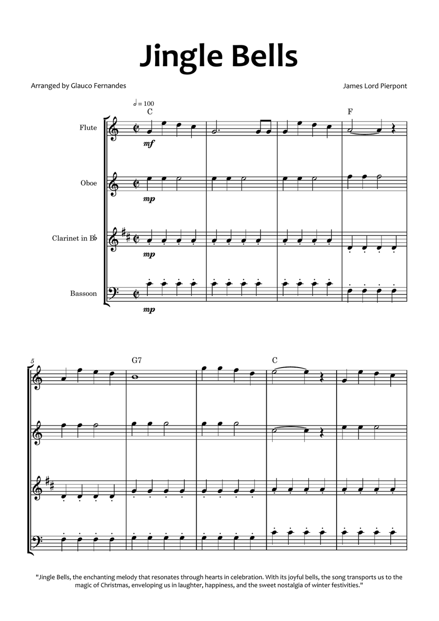 Jingle Bells Woodwind Quartet scores gallery preview page 1