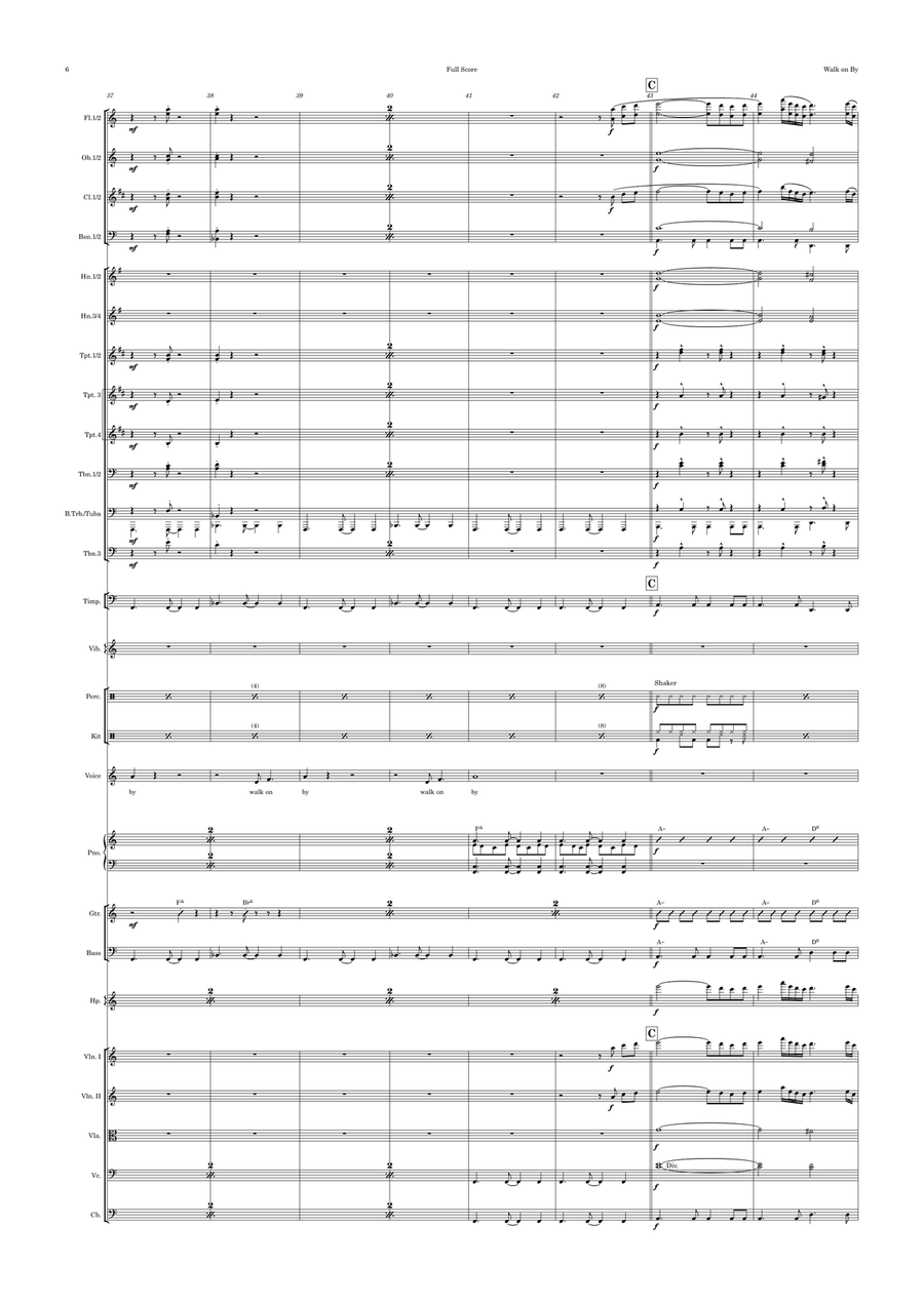 Walk On By Full Orchestra scores gallery preview page 6