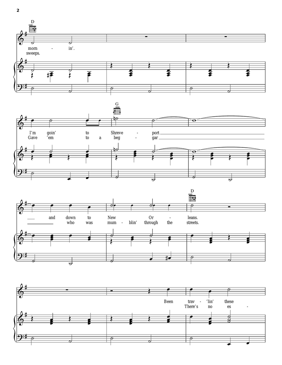 Lonesome, On'ry And Mean Piano, Vocal, Guitar scores gallery preview page 2