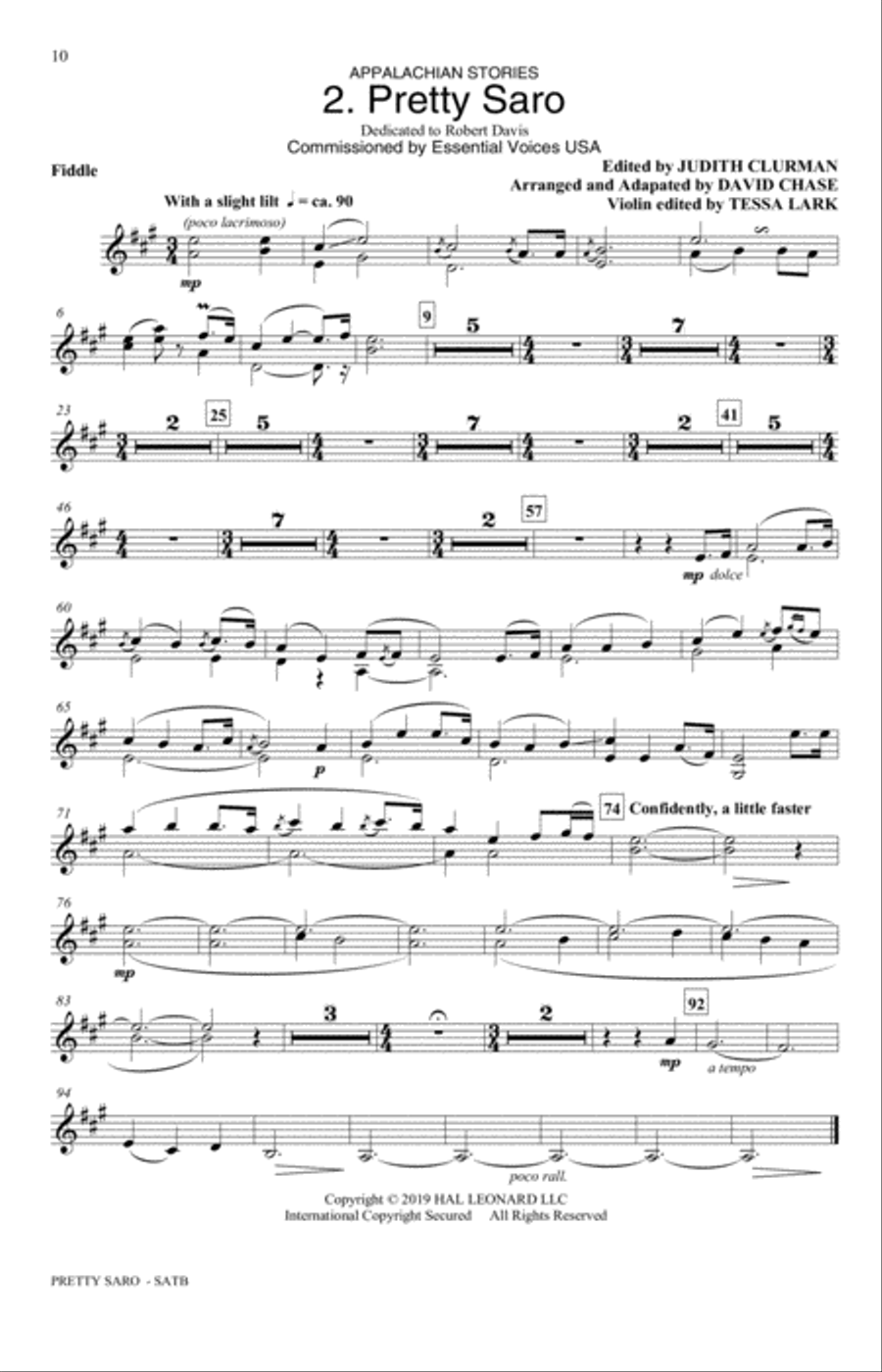 Pretty Saro (No. 2 from Appalachian Stories) 4-Part scores gallery preview page 10