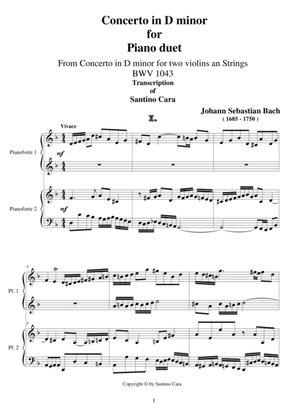Concerto in D minor BWV 1043 - Piano Duet - Full