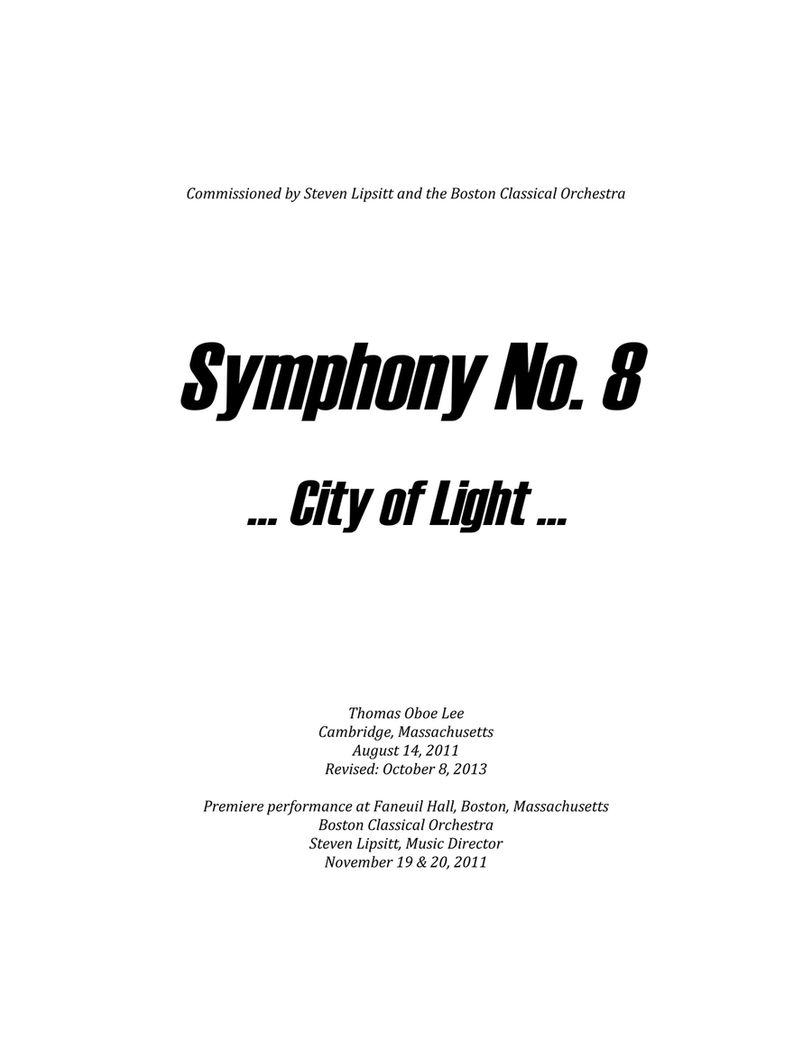 Symphony No. 8 ... City of Light (2011) for chamber orchestra - Score Only Chamber Orchestra scores gallery preview page 1