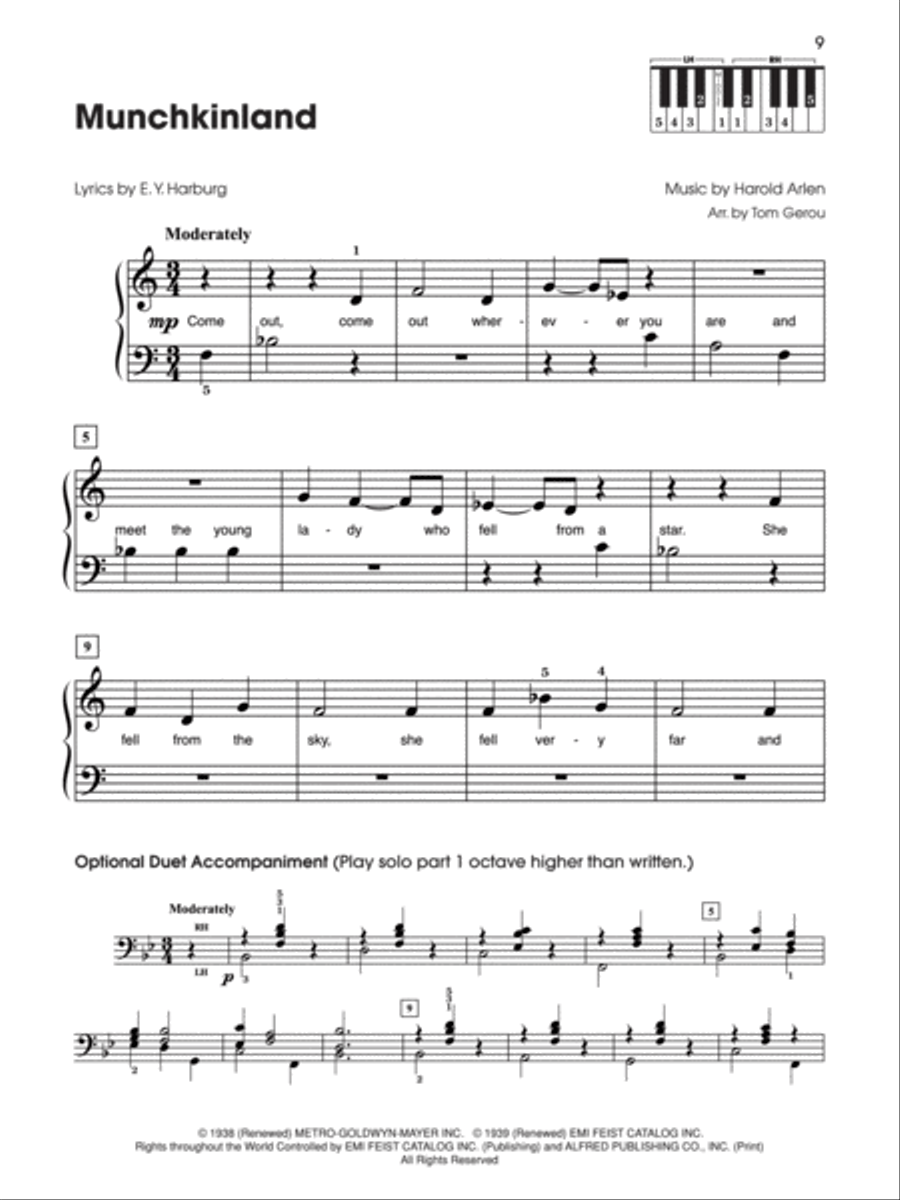 5 Finger The Wizard of Oz Easy Piano scores gallery preview page 2