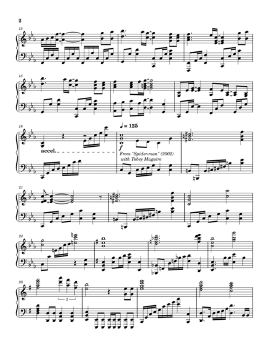 Theme From Spider Man Piano Solo scores gallery preview page 2