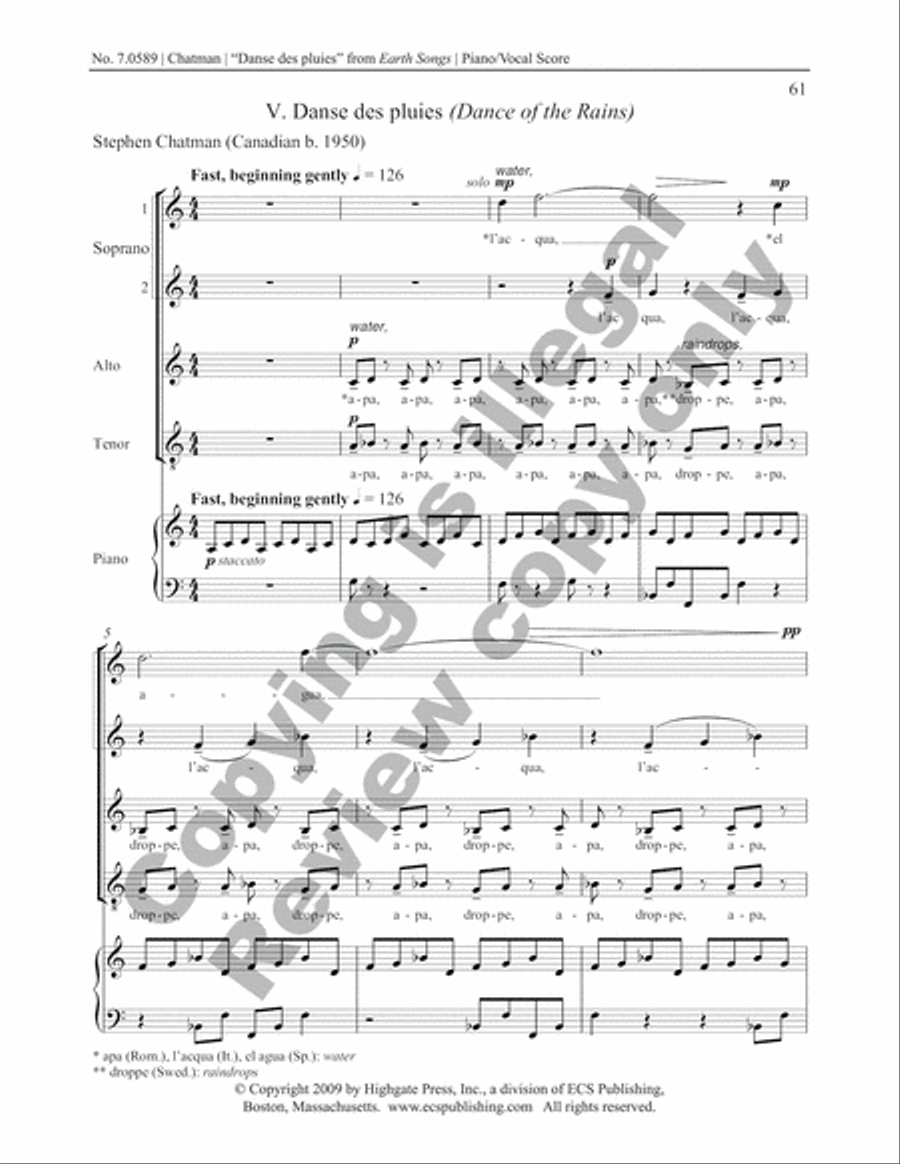 Earth Songs: 5. Danse des Pluies Divisi scores gallery preview page 9
