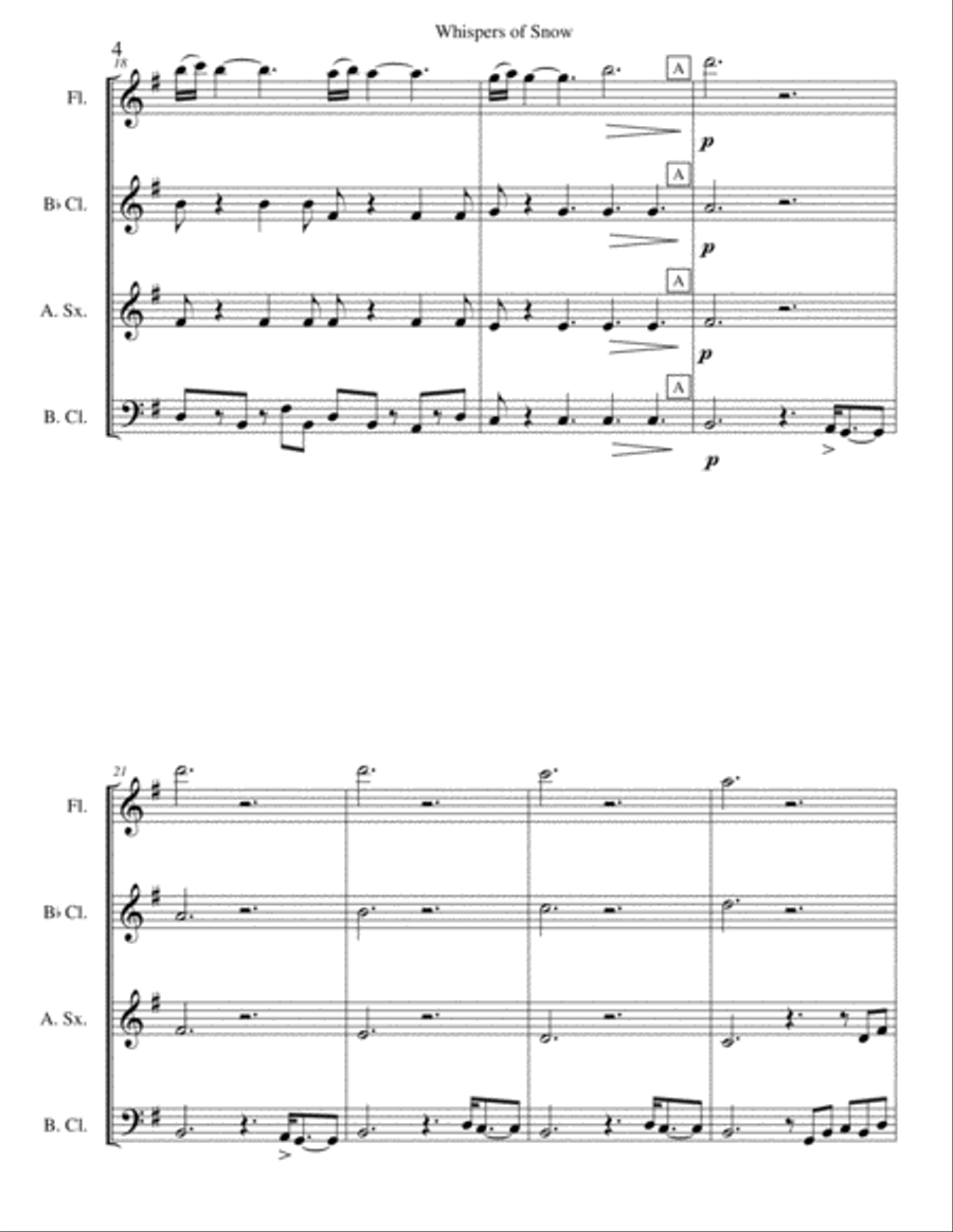 Whispers of Snow Woodwind Quartet scores gallery preview page 5