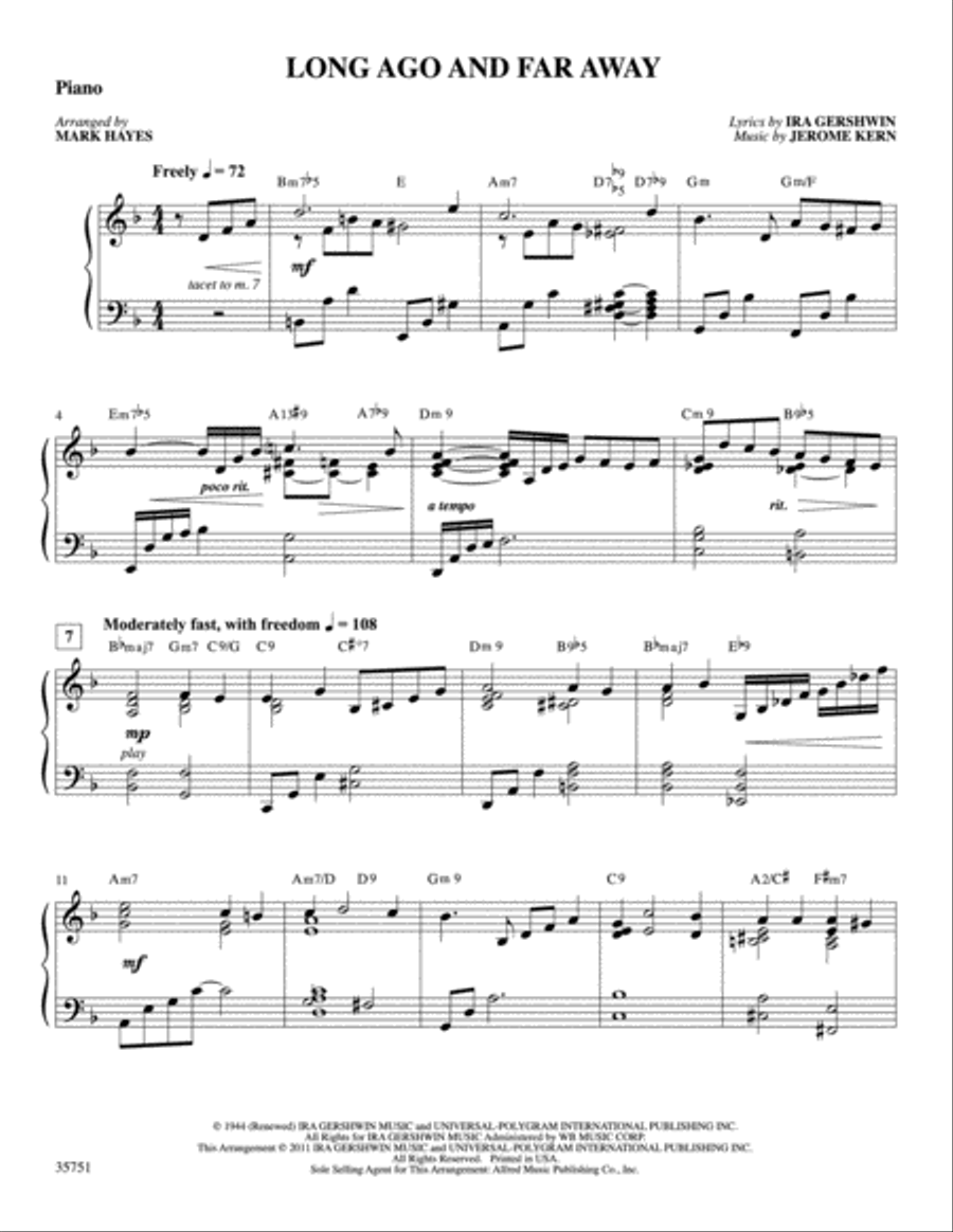 Long Ago and Far Away: Piano Accompaniment Piano Accompaniment scores gallery preview page 1