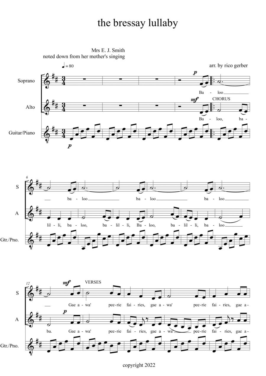The Bressay Lullaby SA scores gallery preview page 1