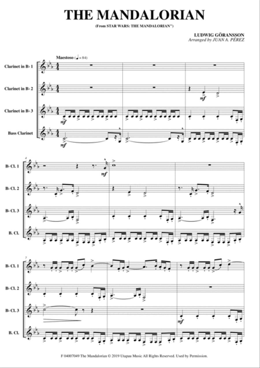 The Mandalorian Clarinet Quartet scores gallery preview page 2