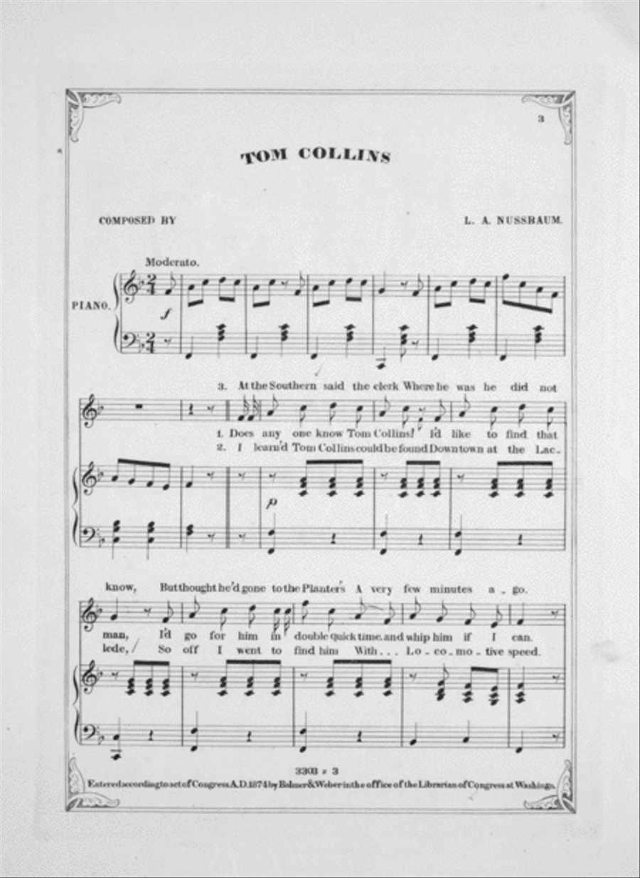 Tom Collins. Song & Chorus Choir scores gallery preview page 2