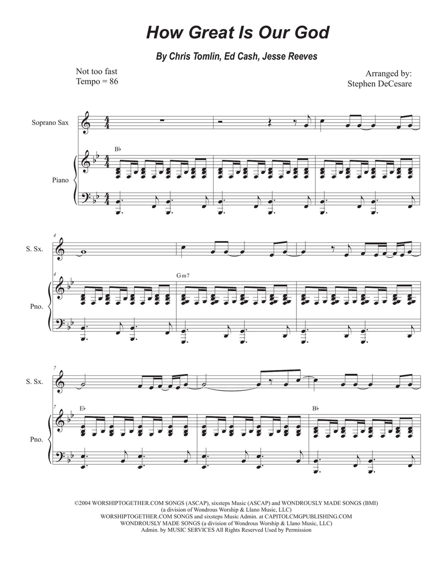 How Great Is Our God Soprano Saxophone scores gallery preview page 1