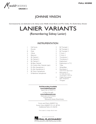 Book cover for Lanier Variants - Conductor Score (Full Score)