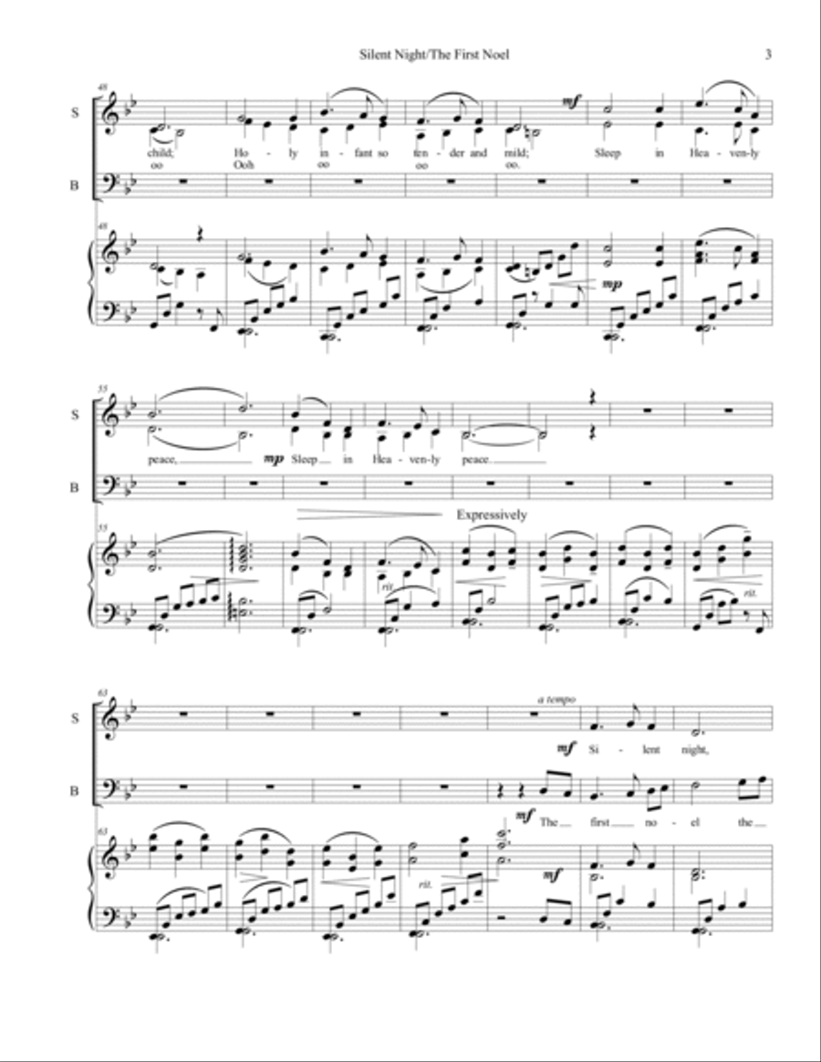 The Shepherds' Medley (The First Noel/Silent Night) Duet/Trio Vocal Duet scores gallery preview page 3