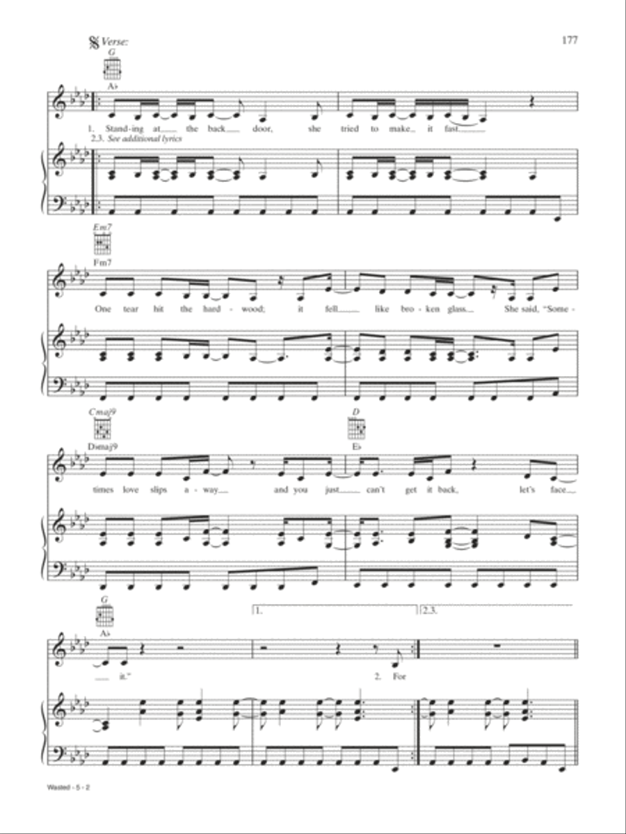 Wasted Piano, Vocal, Guitar scores gallery preview page 2