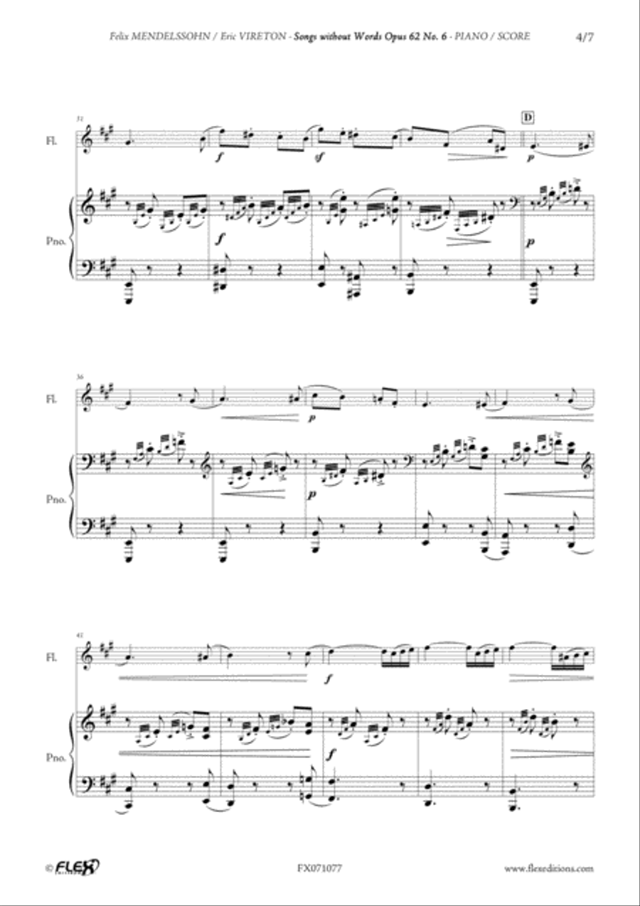 Songs without Words Opus 62 No. 6 Flute Solo scores gallery preview page 4
