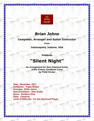 Silent Night - Arranged for Classical Guitar
