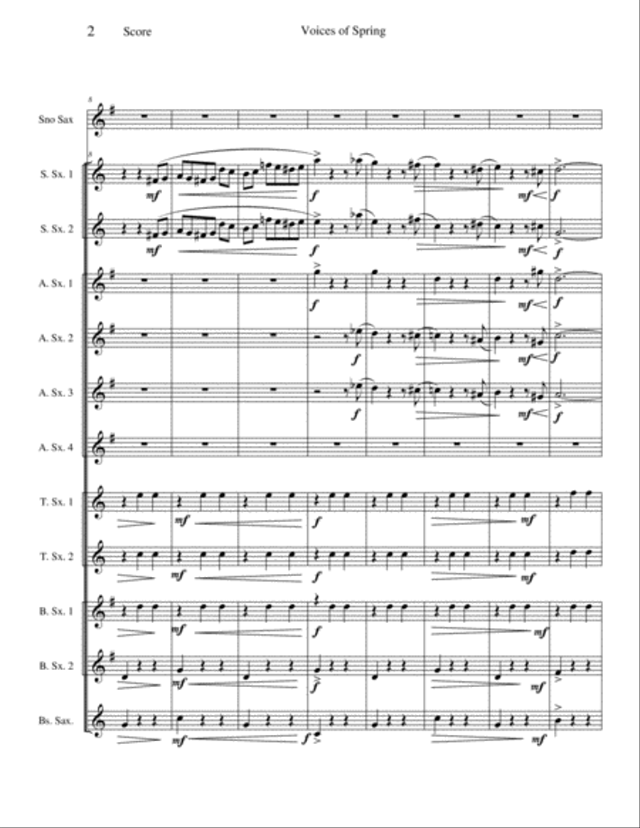 Voices of Spring - Opus 410 Woodwind Ensemble scores gallery preview page 2