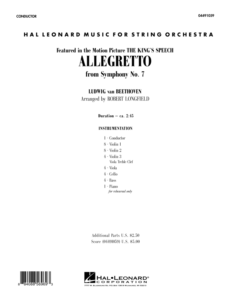 Allegretto (from Symphony No. 7) - Full Score Orchestra scores gallery preview page 1