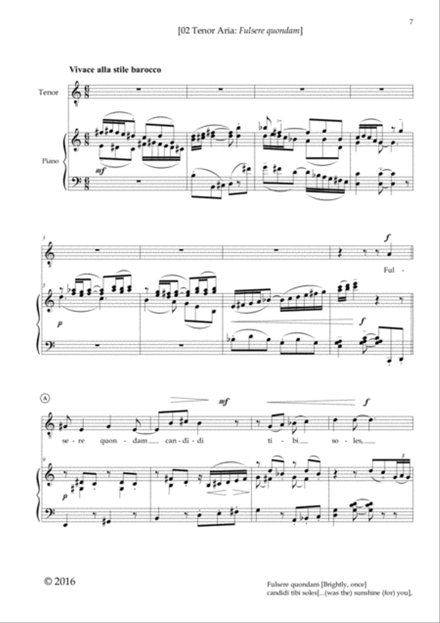 Fulsere Quandom, from trio cantata 'Catullus VIII' Tenor Voice scores gallery preview page 2