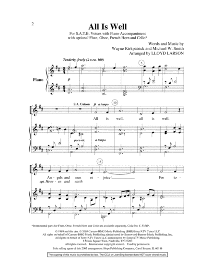 All Is Well All Is Well 4-Part scores gallery preview page 3