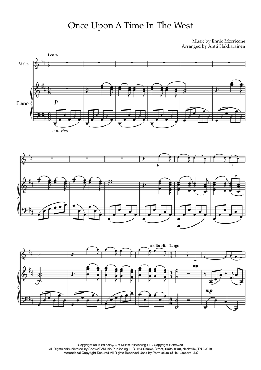 Once Upon A Time In The West from the Paramount Picture ONCE UPON A TIME IN THE WEST Violin Solo scores gallery preview page 2