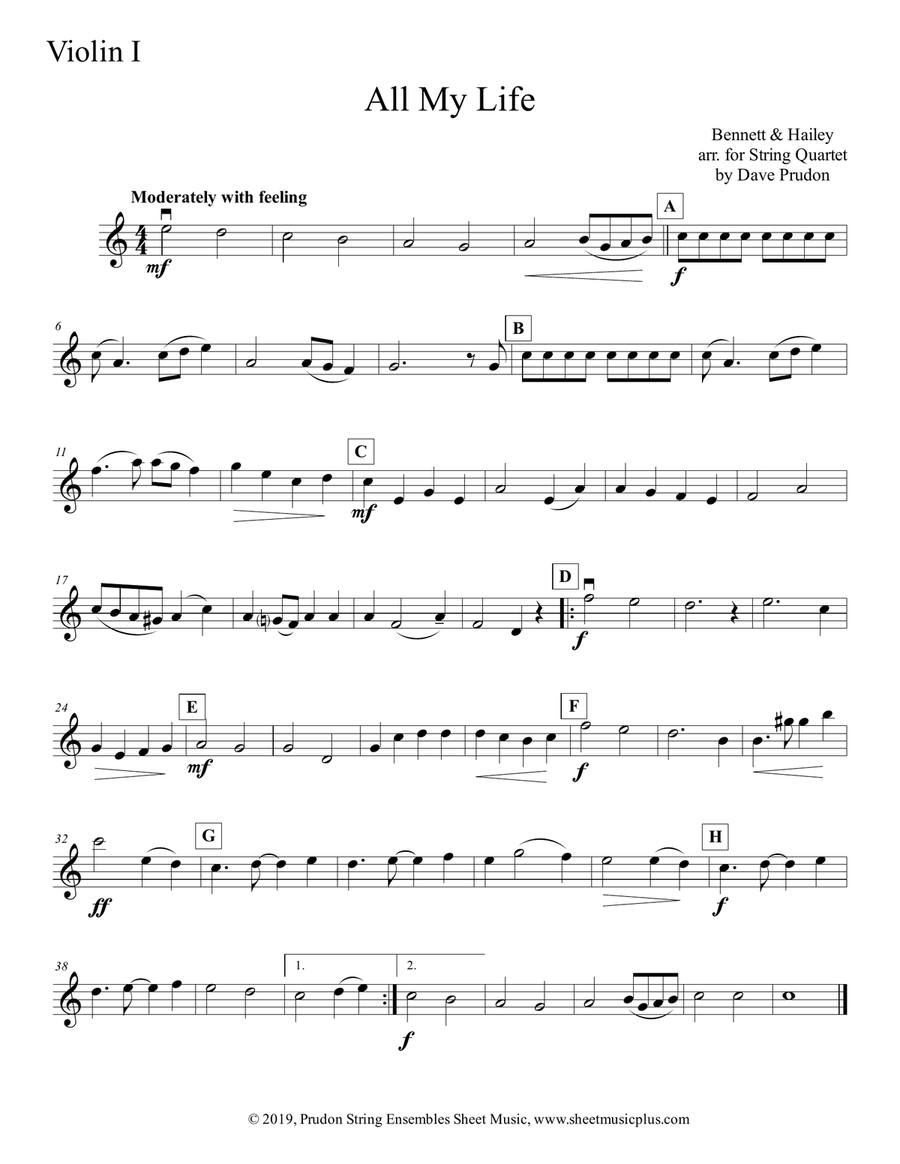All My Life String Quartet scores gallery preview page 4
