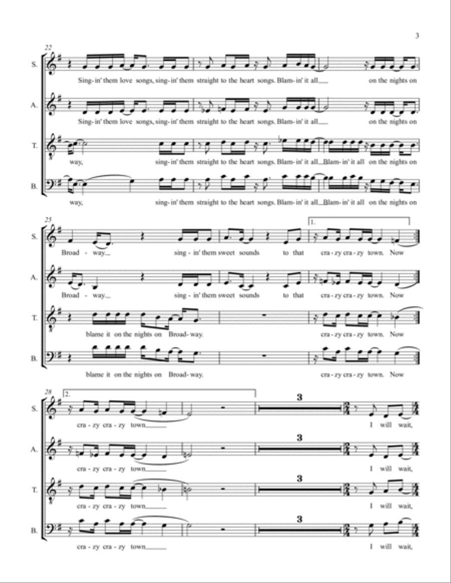 Nights On Broadway Nights On Broadway 4-Part scores gallery preview page 3