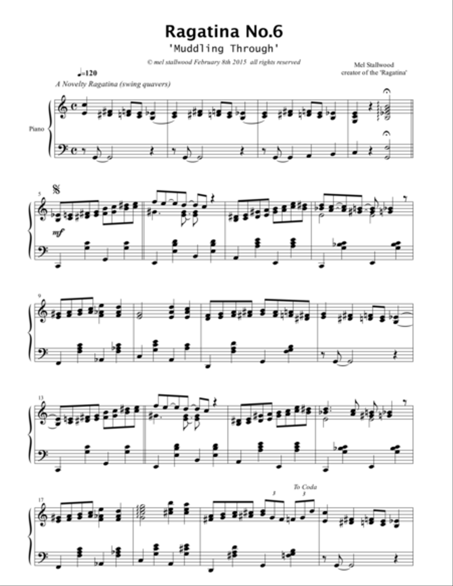 Ragatina No.6 (Muddling Through) Piano Solo scores gallery preview page 1