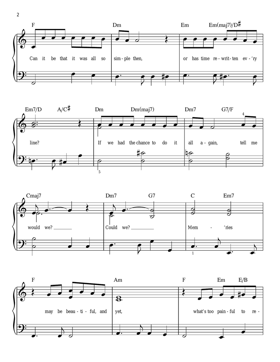 The Way We Were The Way We Were Easy Piano scores gallery preview page 2