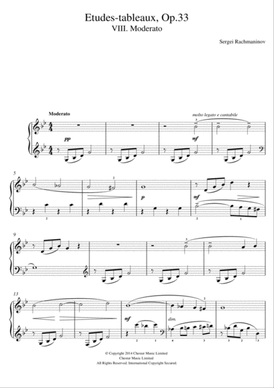 Etudes-tableaux Op.33, No.8 Moderato Piano scores gallery preview page 1