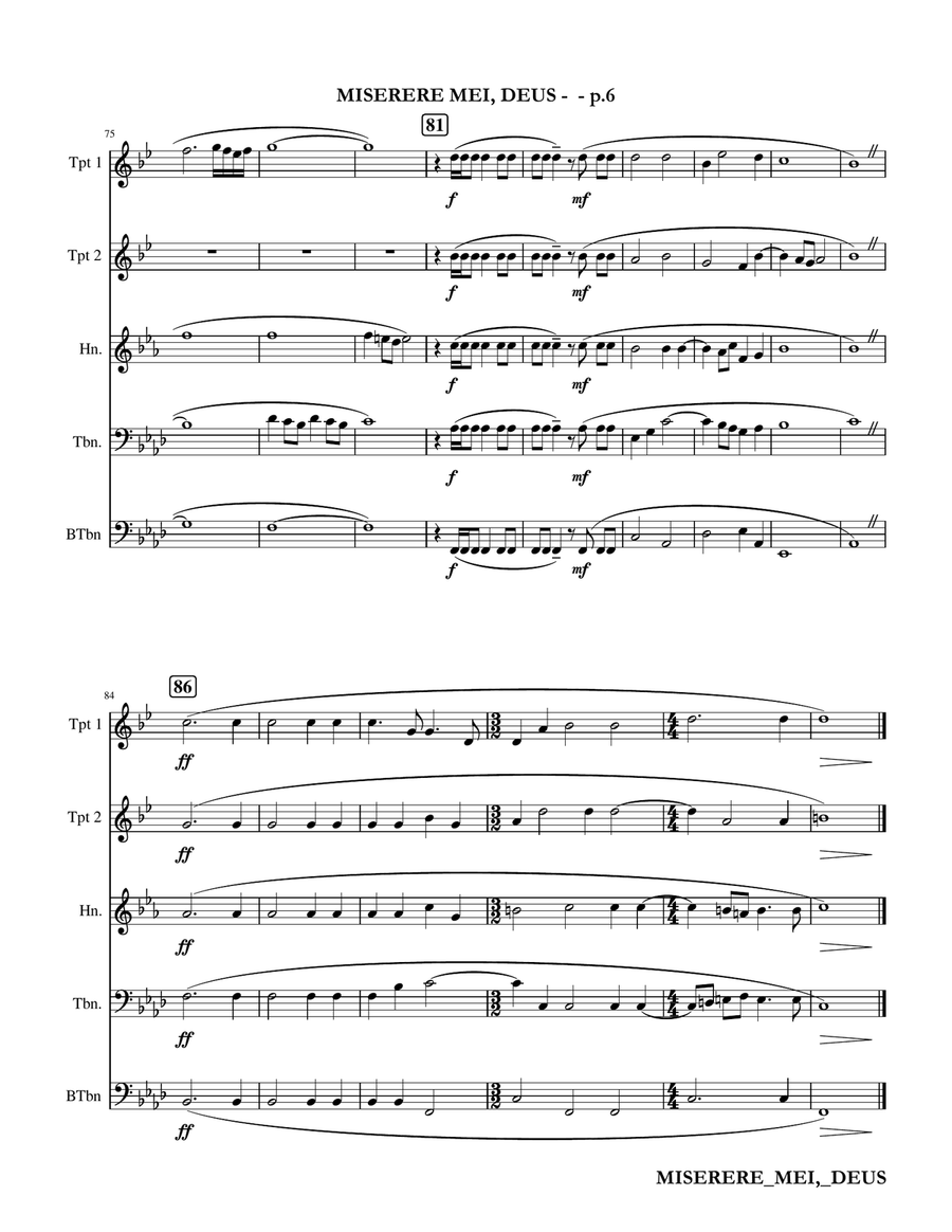 Miserere Mei Deus - Gregorio Allegri - Brass Quintet Brass Quintet scores gallery preview page 6