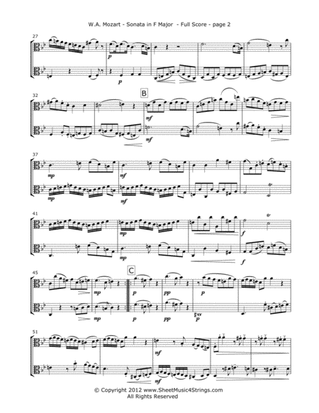 Mozart, W. - Sonata in F (Mvt. 1) for Two Violas image number null