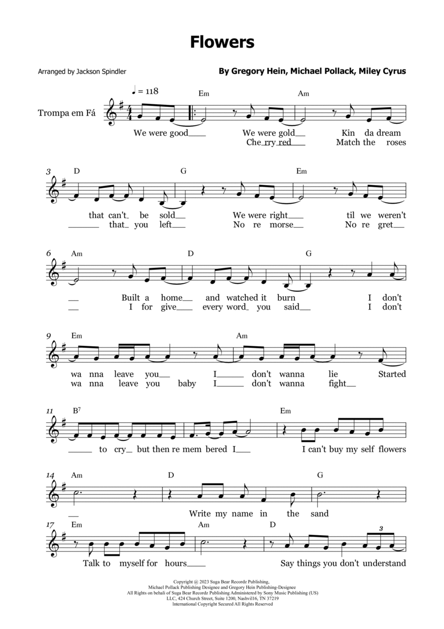 Flowers Flowers Horn Solo scores gallery preview page 1