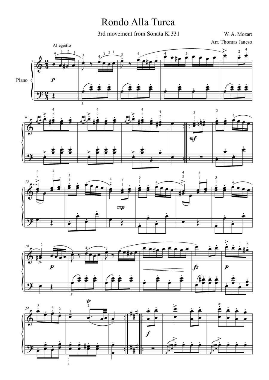 Rondo Alla Turca Piano Solo scores gallery preview page 1