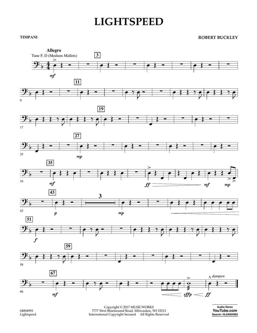 Lightspeed - Timpani Concert Band scores gallery preview page 1