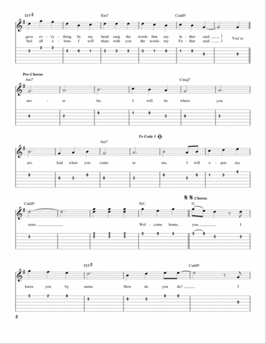 Welcome Home (You) Welcome Home (You) Acoustic Guitar scores gallery preview page 2